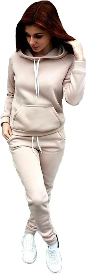 Sweat Shirt and Sweat Pants for Women Casual Sweatsuit Set Long Sleeve Pullover Drawstring Tracksuit Lounge Set