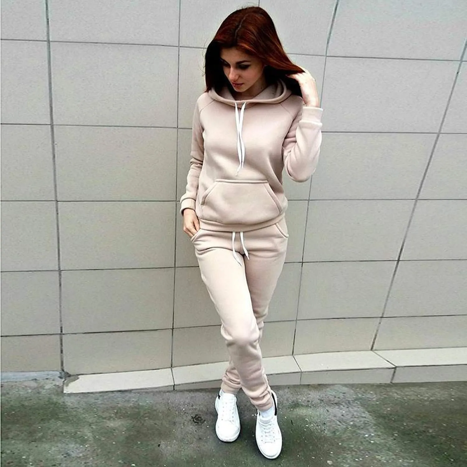 Sweat Shirt and Sweat Pants for Women Casual Sweatsuit Set Long Sleeve Pullover Drawstring Tracksuit Lounge Set