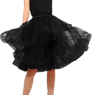 Tulle Skirts for Women A Line Elastic Layered Puffy Midi Skirt High Low Asymmetrical Midi Length Prom Mesh Tutu Skirt