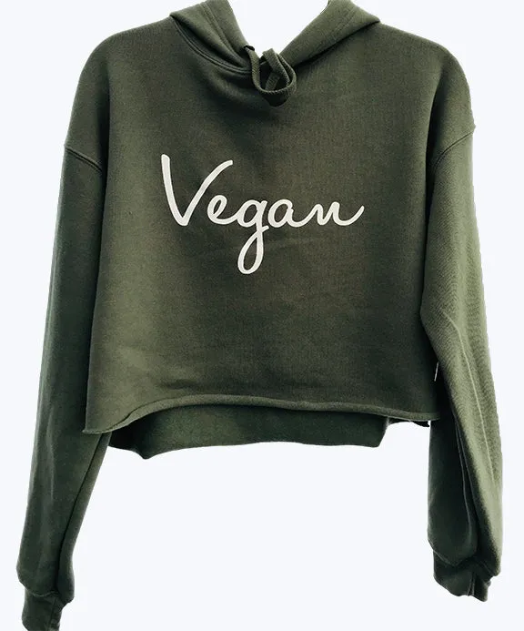 Vegan Signature Fleece Cropped Hoodie Pullover
