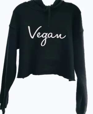 Vegan Signature Fleece Cropped Hoodie Pullover