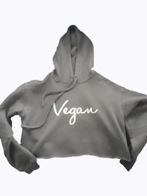 Vegan Signature Fleece Cropped Hoodie Pullover