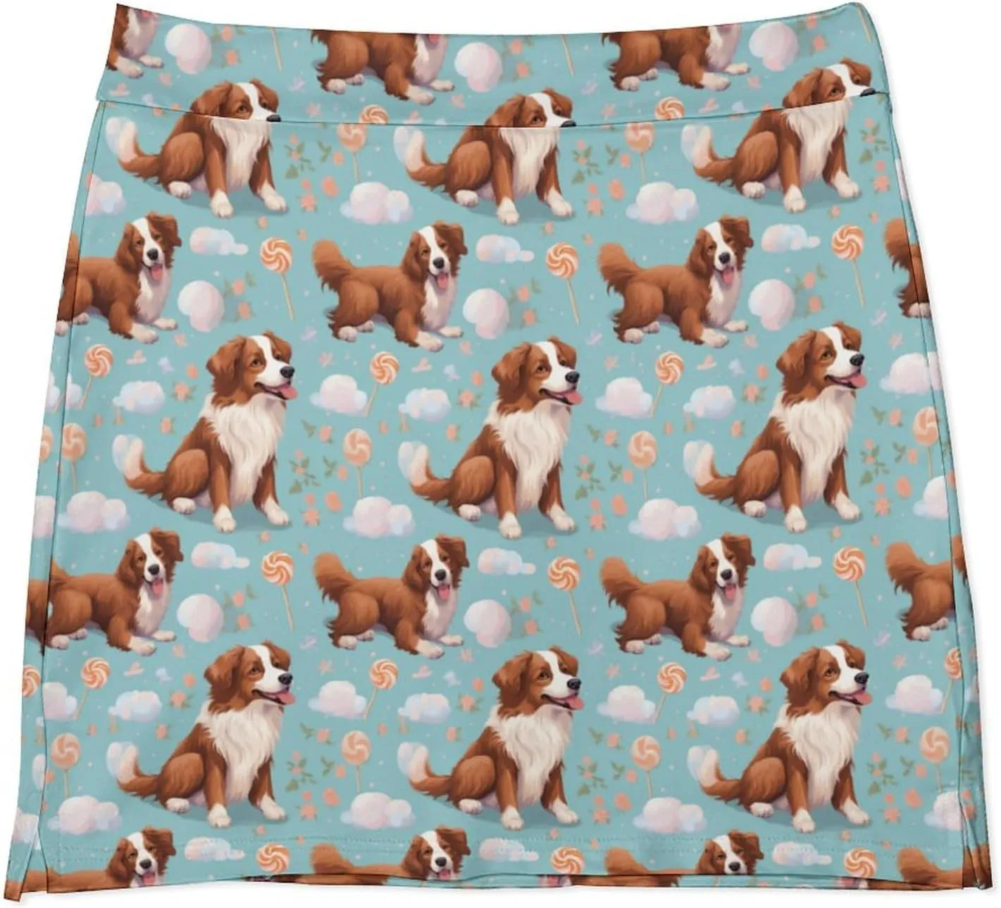Wave Pattern Women's Athletic Skirts Light Proof A-line Trouser Skirt with Shorts Pockets
