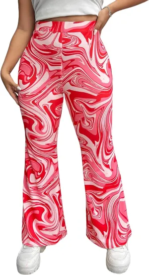 WDIRARA Women's Snakeskin High Waist Casual Flare Bell Bottom Stretch Long Pants