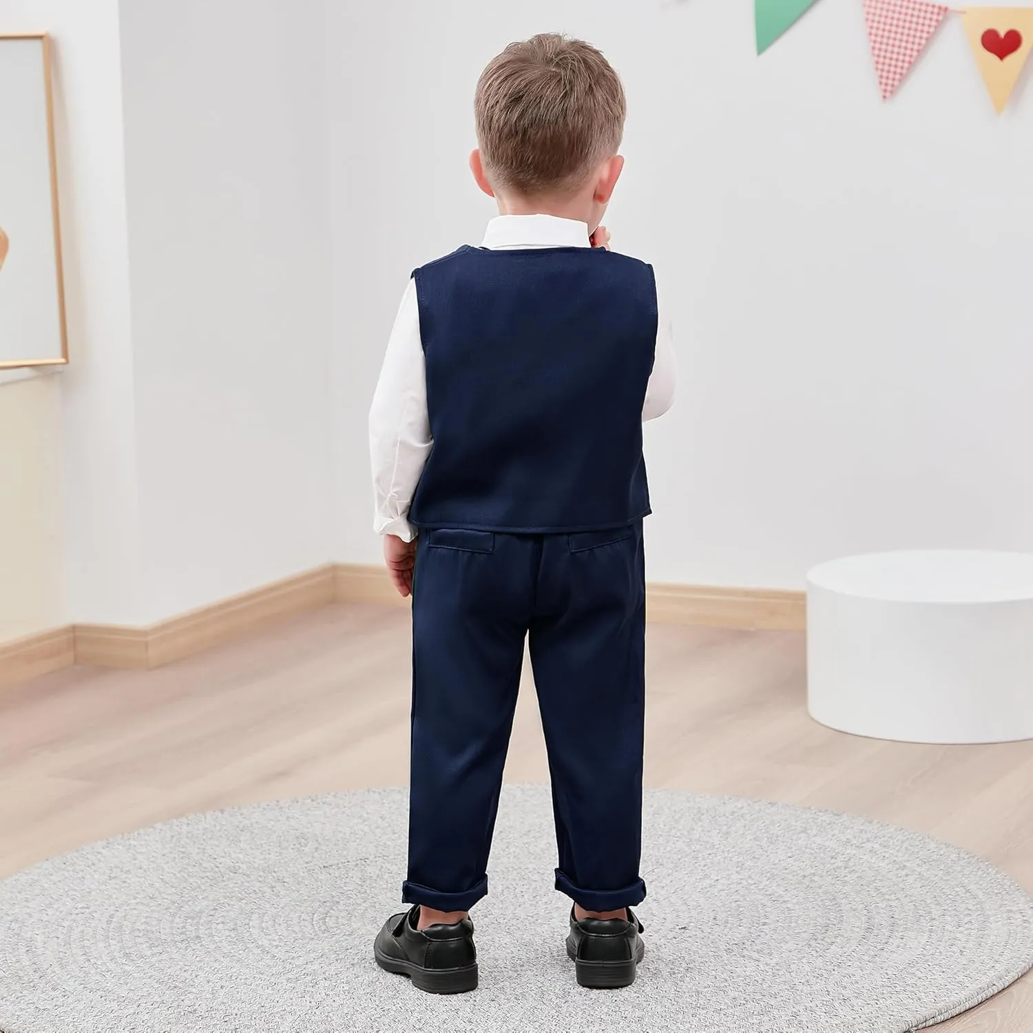 WESIDOM Toddler Boy Clothes Suit Formal Dress Shirt Bowtie Vest Boutonniere Suspender Pants Boys Gentleman Outfits Set