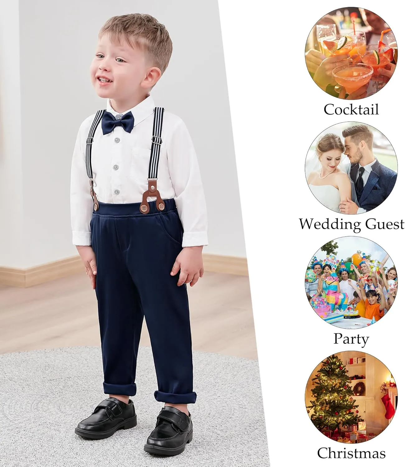 WESIDOM Toddler Boy Clothes Suit Formal Dress Shirt Bowtie Vest Boutonniere Suspender Pants Boys Gentleman Outfits Set