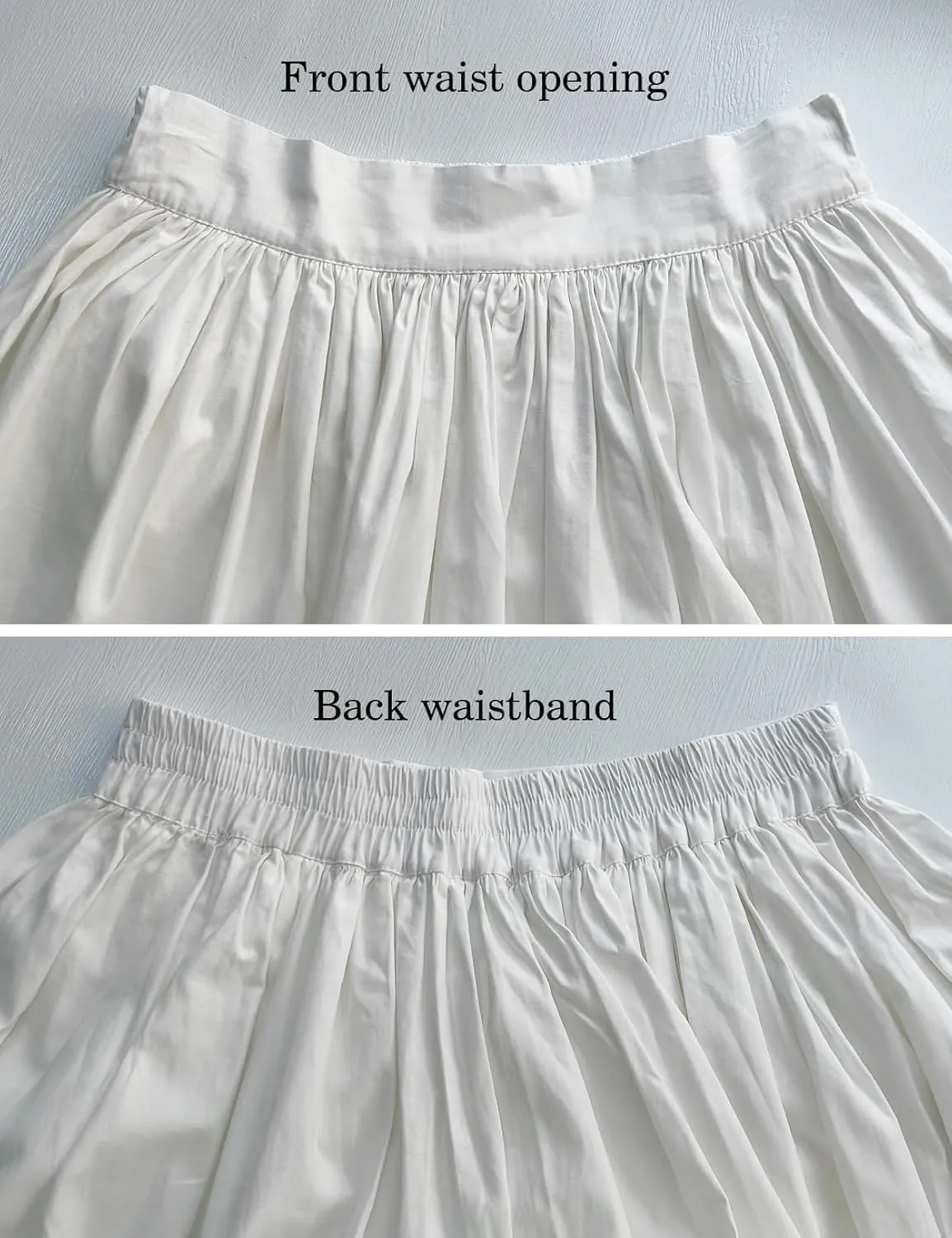 Women Long Skirt 100% Cotton with Elastic Waist A-Line Vintage Pleated Midi Skirt with 2 Pockets