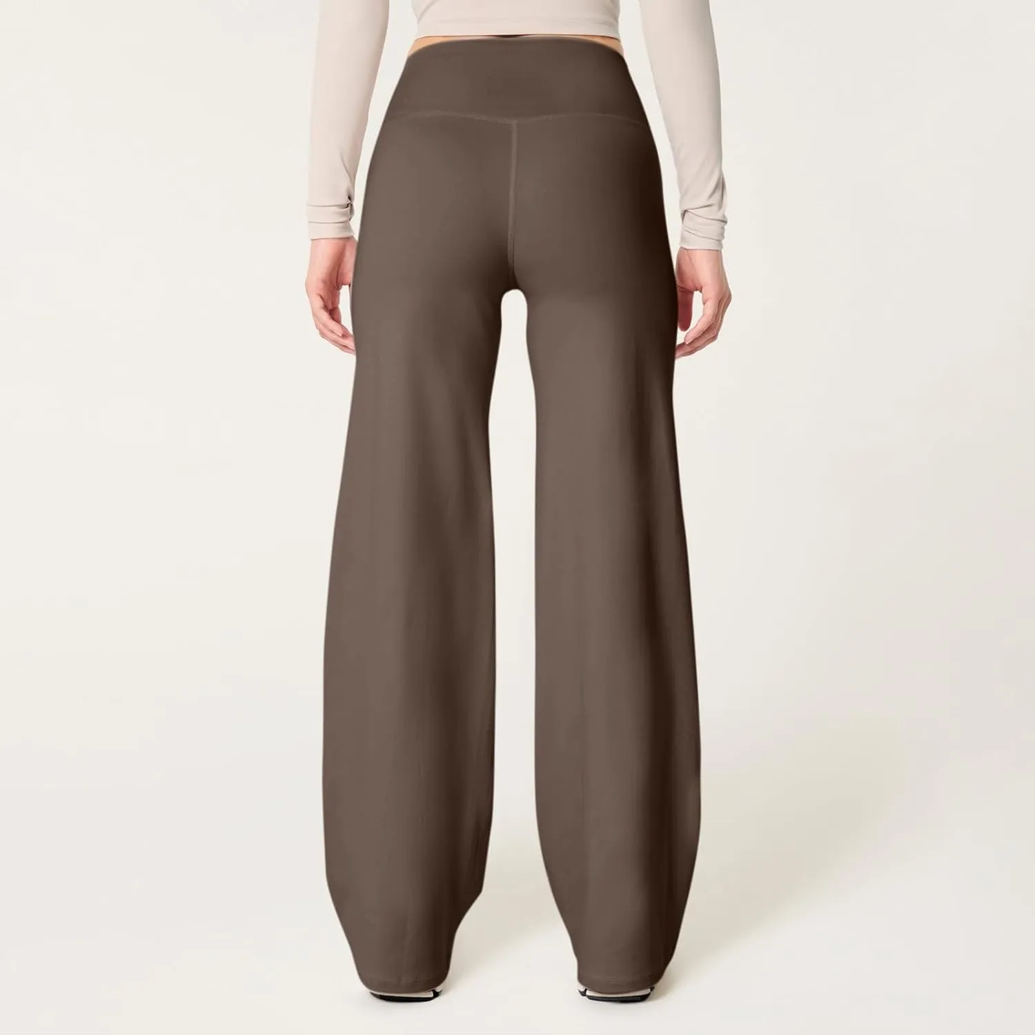Women Wide Leg Yoga Pants High Waist Straight Trousers Dress Work Pants Tummy Control Flare Leggings with Pockets