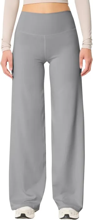 Women Wide Leg Yoga Pants High Waist Straight Trousers Dress Work Pants Tummy Control Flare Leggings with Pockets