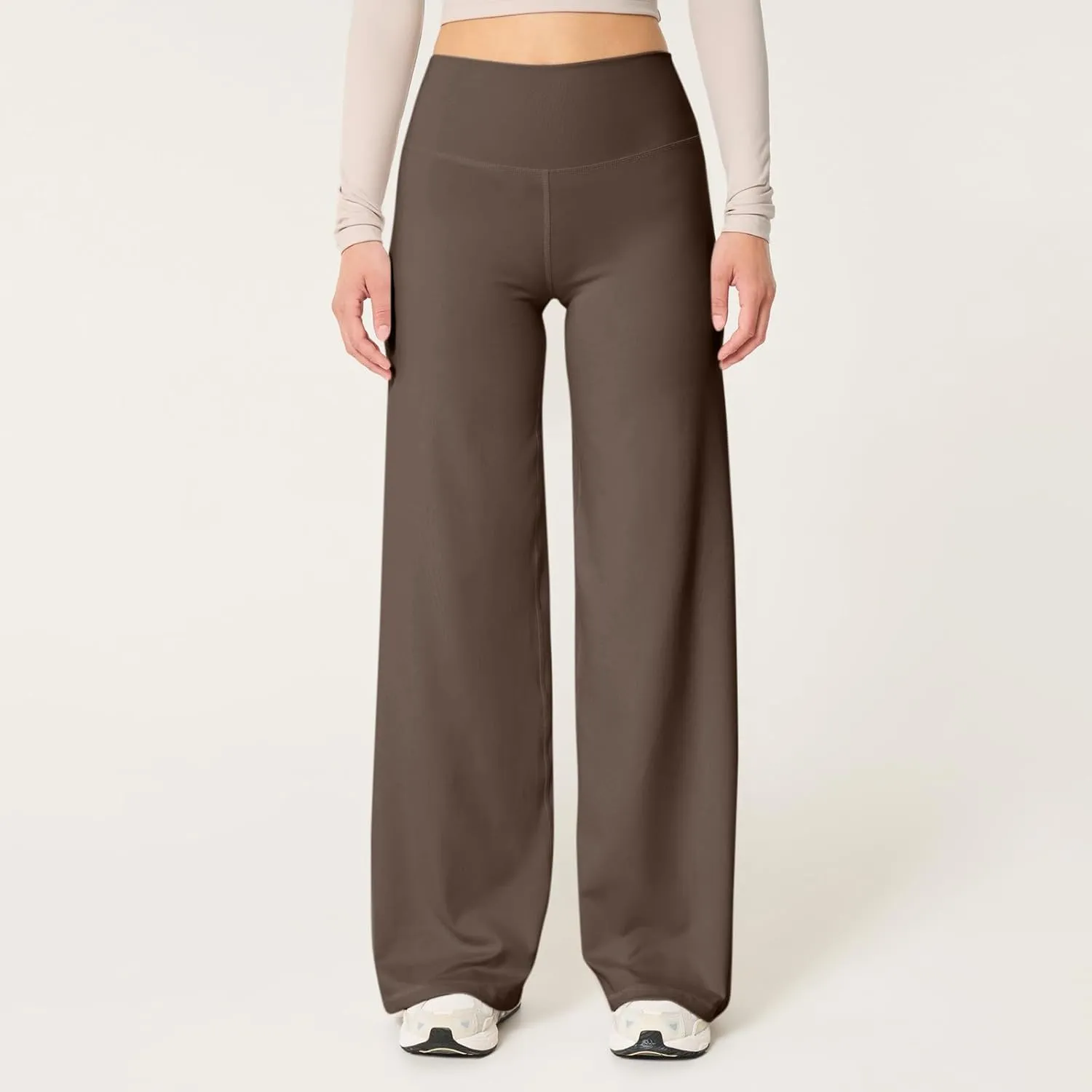 Women Wide Leg Yoga Pants High Waist Straight Trousers Dress Work Pants Tummy Control Flare Leggings with Pockets