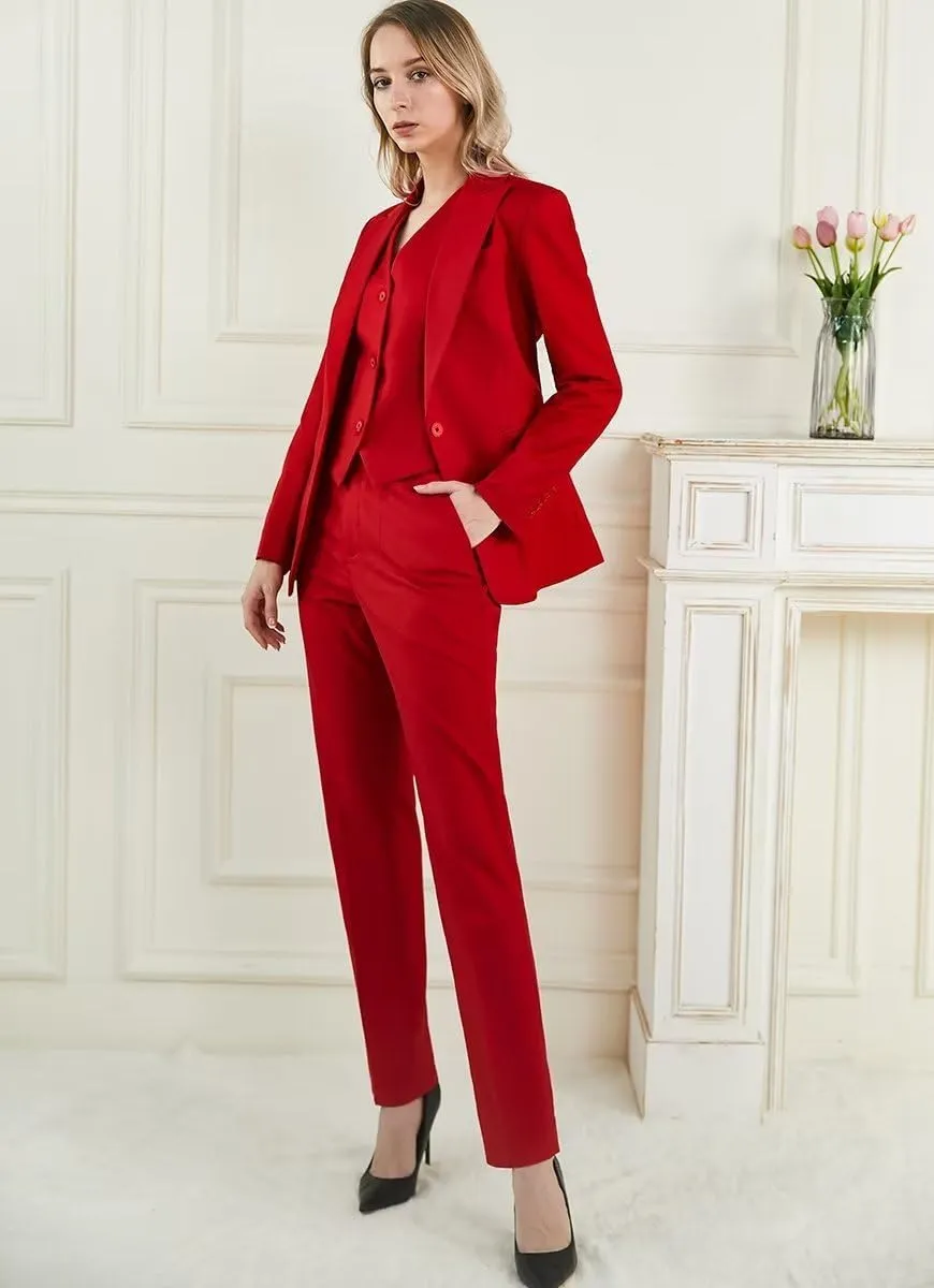 Women's 3 Piece Office Lady Suit Set for Business - Casual Blazer Pant Set for Work