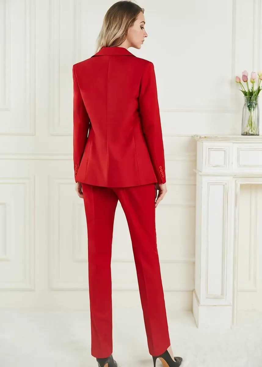 Women's 3 Piece Office Lady Suit Set for Business - Casual Blazer Pant Set for Work