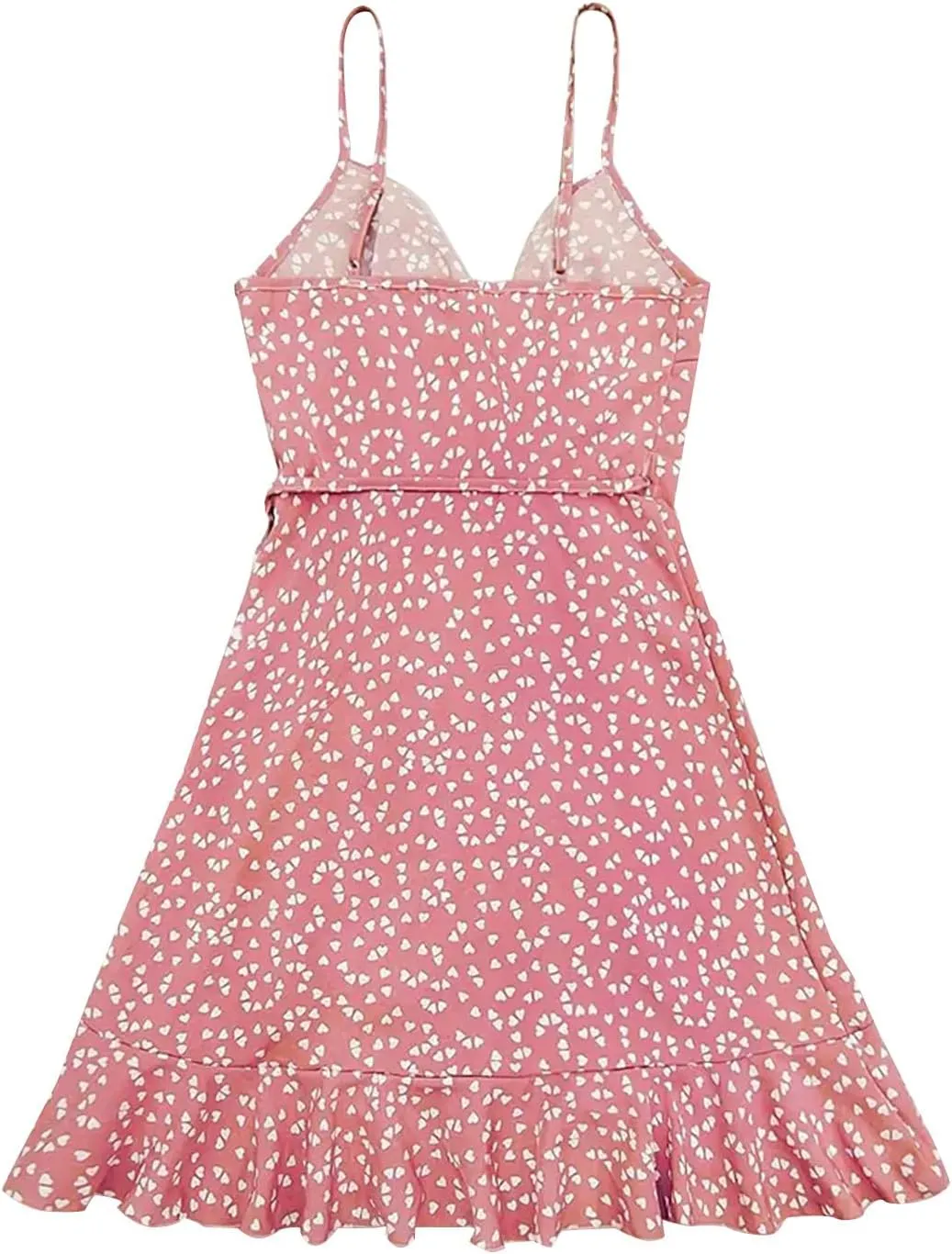 Women's Boho Summer Dresses 2025 Spaghetti Straps Sleeveless Cami Mini Dresses Wrap Knot Ruffle Flowy Sundress Dress