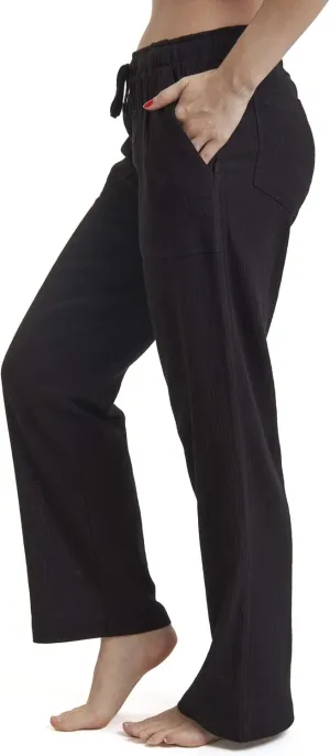 Women's Cotton Gauze Low Waist Beach Pants with Pockets