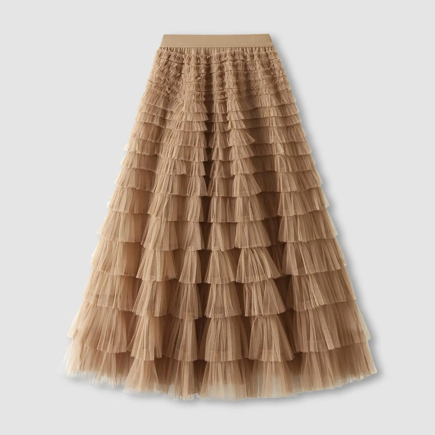Women's Floral Midi Skirt Layered Heavy Industry Cake Skirts Vintage Irregular Beach Thin Skirt Pleated Cheer