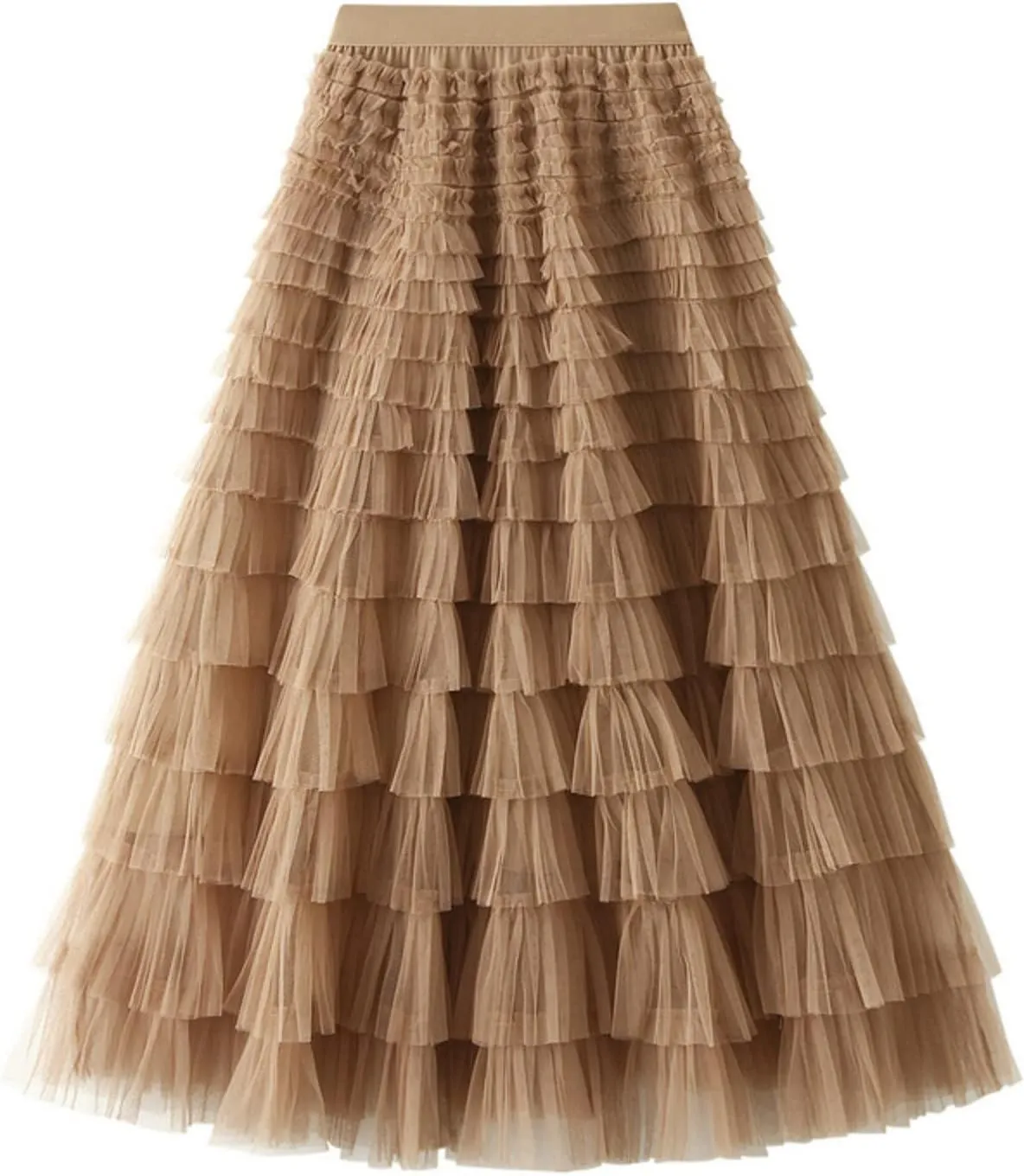 Women's Floral Midi Skirt Layered Heavy Industry Cake Skirts Vintage Irregular Beach Thin Skirt Pleated Cheer