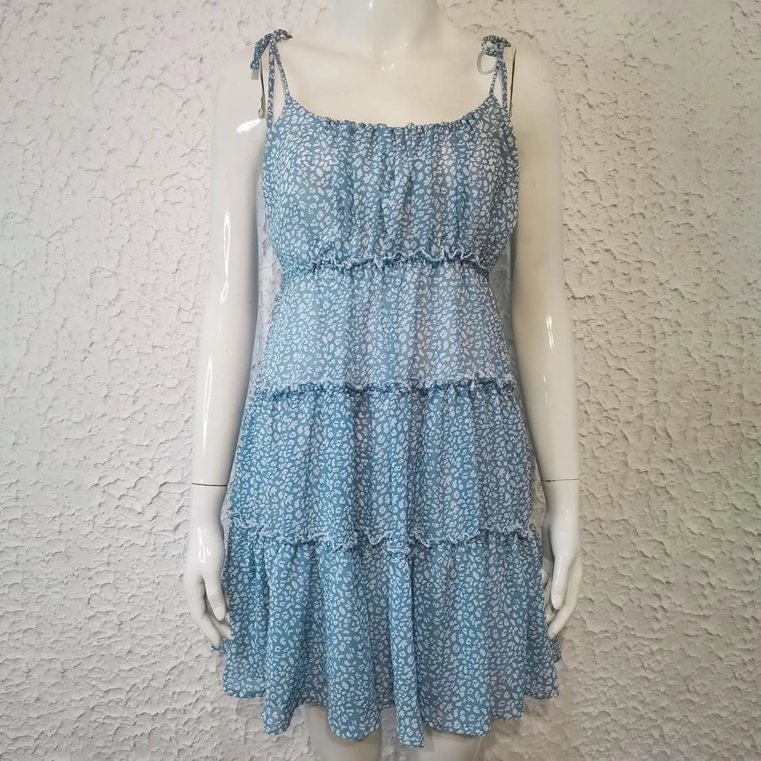 Womens Floral Mini Dress 2025 Boho Summer Spaghetti Strap Skater Dresses Sexy Sleeveless Ruffle Flowy Swing Tiered Dress