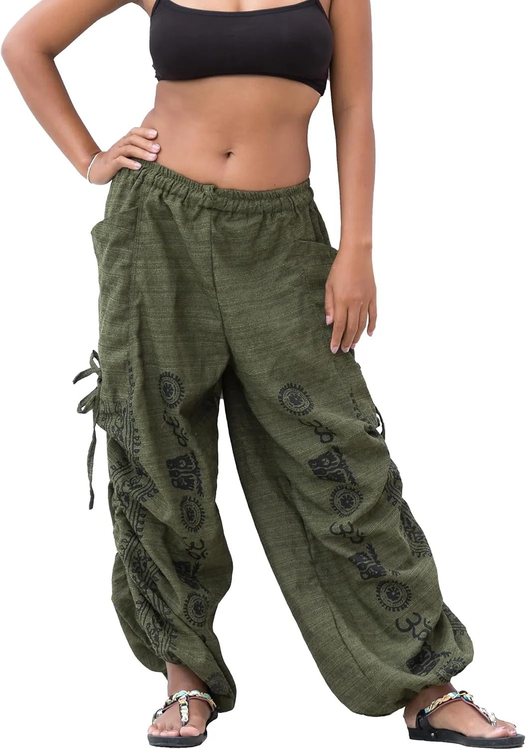 Women's Harem Cotton Pants Loose Fit Comfy Yoga Pants with Pockets