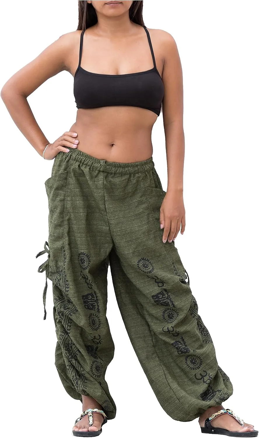 Women's Harem Cotton Pants Loose Fit Comfy Yoga Pants with Pockets
