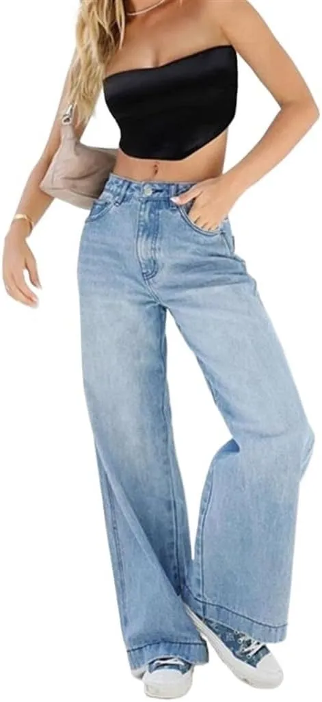Women's High Waist Loose Straight Jeans Four Seasons Commuter Trousers Street Casual Wide Leg Denim Pants Female