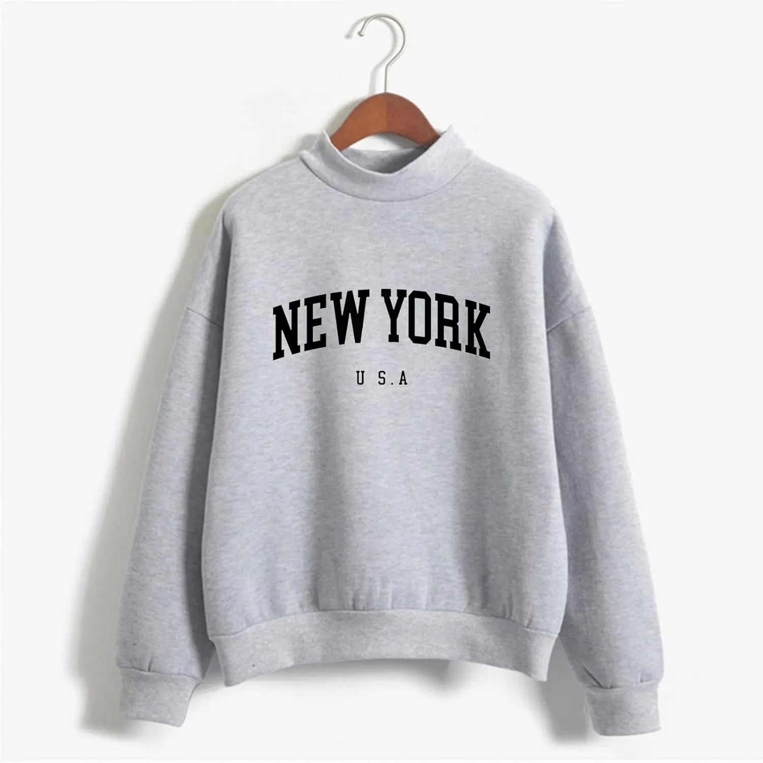 Womens New York Sweatshirt Round Neck Letter Graphic Cute Sweatshirt Oversized Casual Hoodie Teen Girls Fall Y2K Clothes