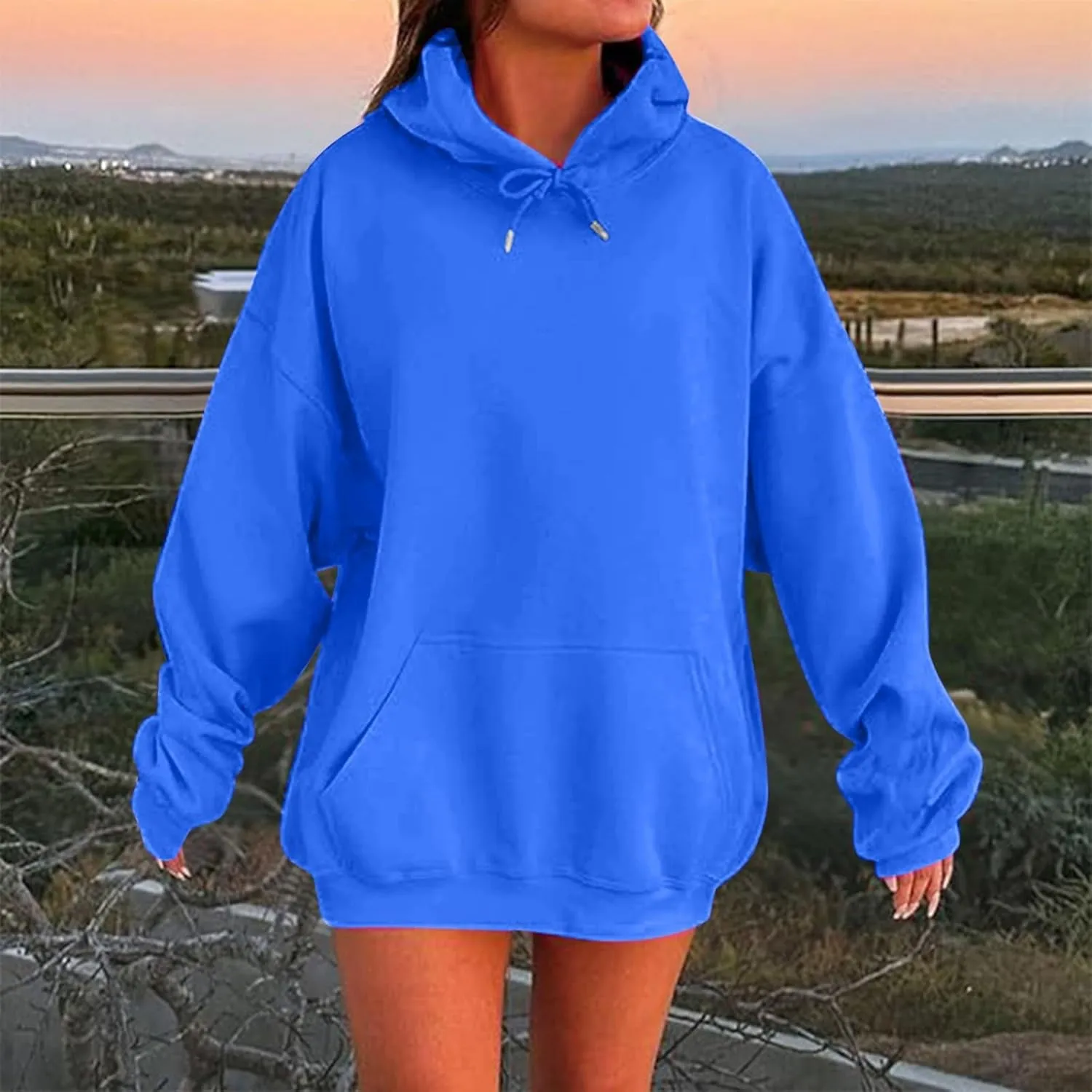 Womens Oversized Hoodies Fleece Sweatshirt Long Sleeve Drawstring Loose Pullover Fashion Top Cute Trendy Outfits with Pocket