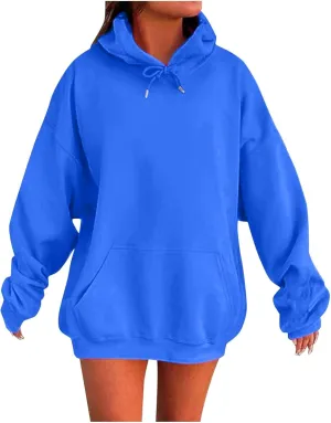 Womens Oversized Hoodies Fleece Sweatshirt Long Sleeve Drawstring Loose Pullover Fashion Top Cute Trendy Outfits with Pocket