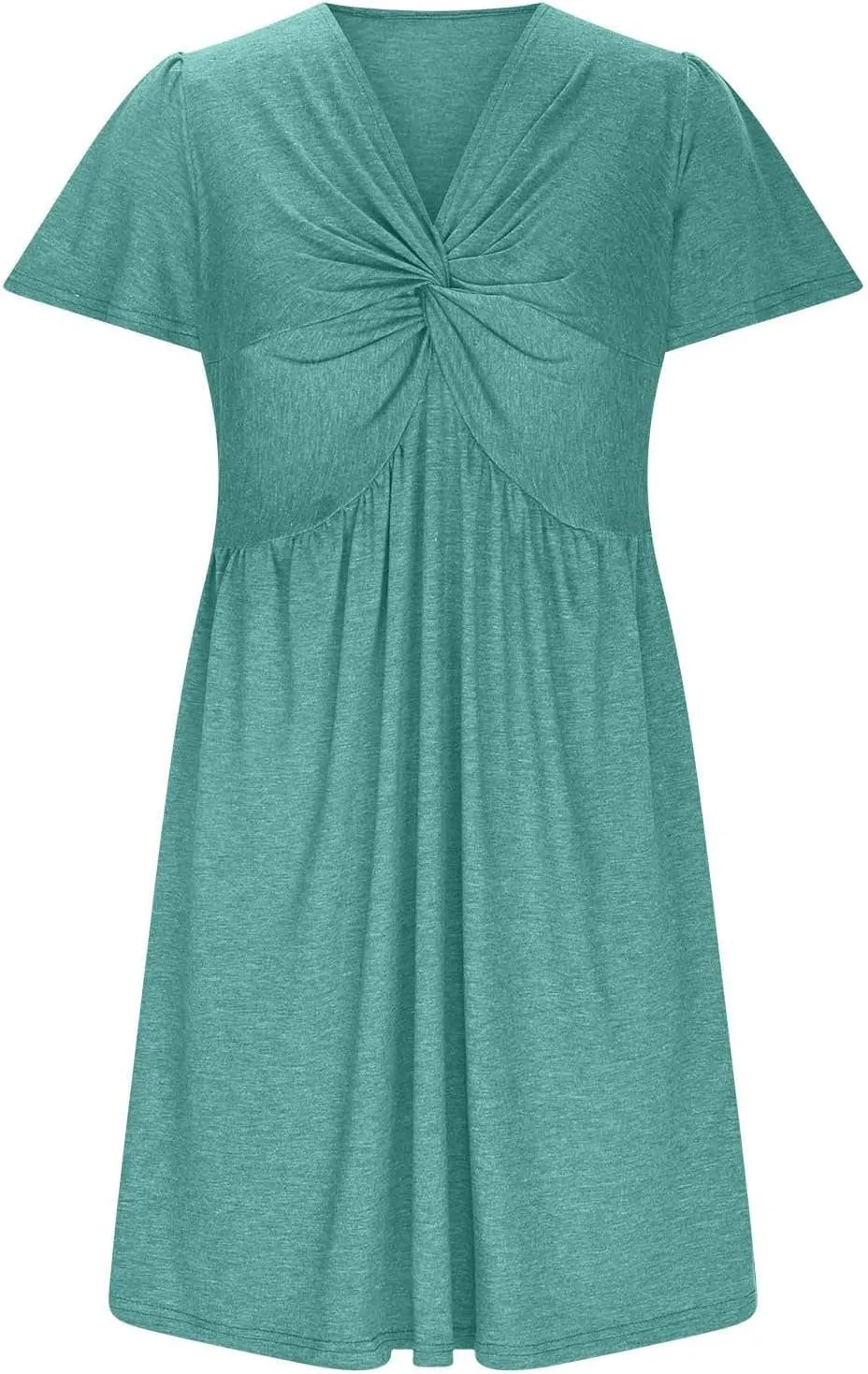 Womens Ruffle Sleeve Layered Mini Dress Smocked Waist Short Dress Boho V Neck Floral Print Cute Summer Dresses