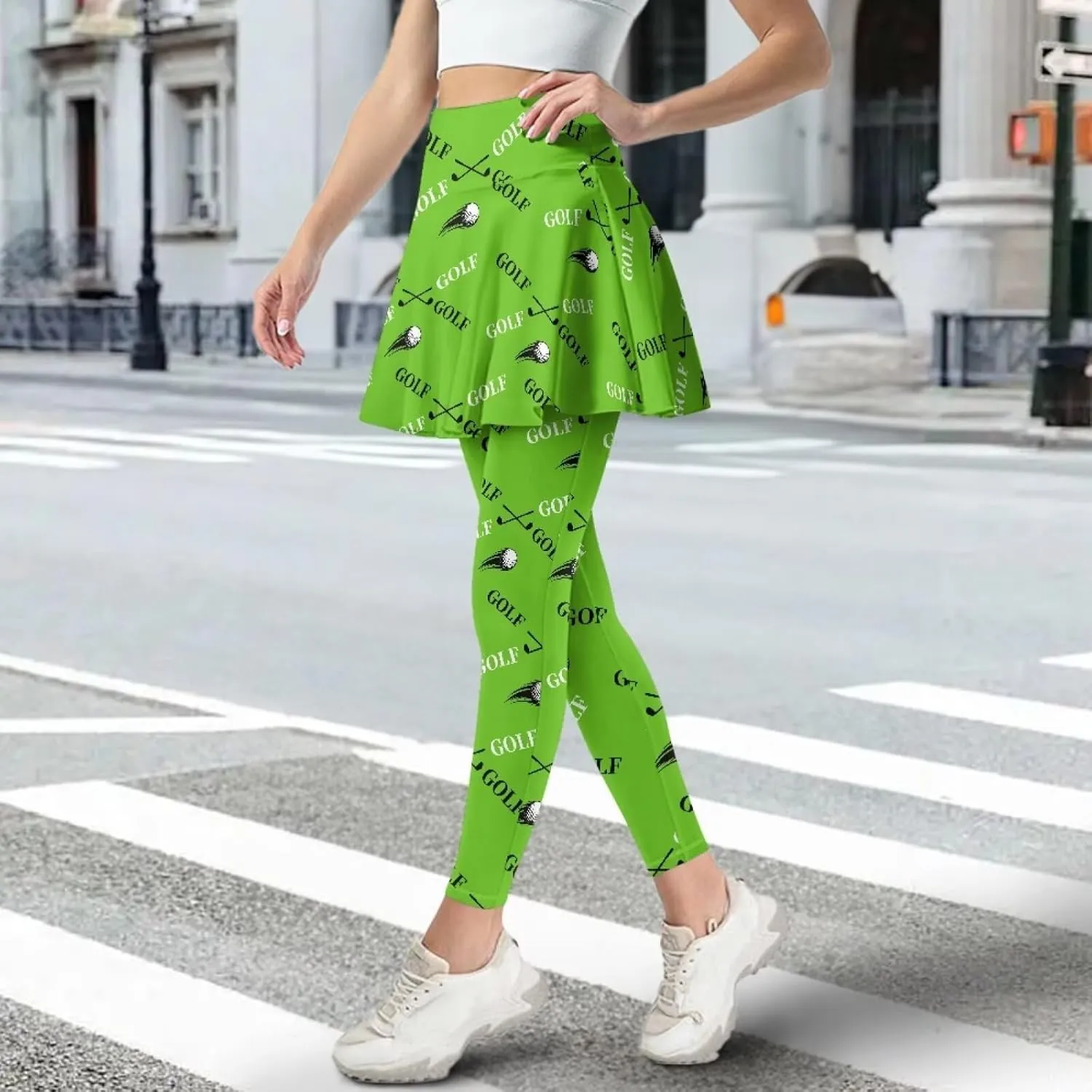 Women's Skirted Legging High Waisted Tennis Skirt Pants Set Pleated Skort Athletic Golf Clothes for XS-3XL