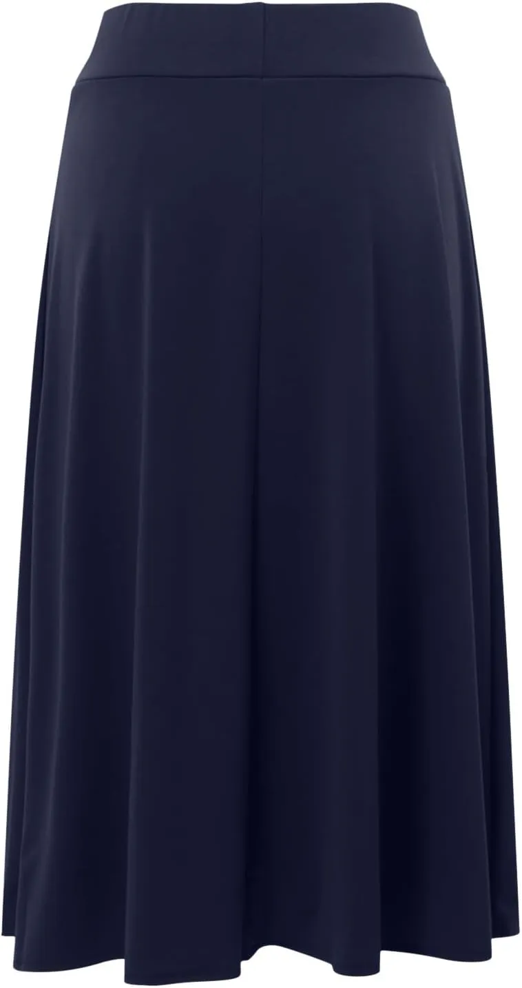 Women's Summer Boho Flowy Midi Skirt Lightweight Casual High Waisted Flared A Line Pull On Work Knee Length Skirts