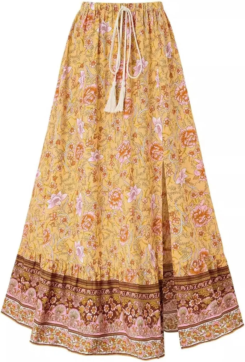 Women's Summer Skirt High Waist Flowy A Line Boho Skirt Maxi Skirt