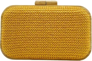 Wooden Clutch Purse for Women Straw Woven Evening Bag 2025 Bright Color Straw Handbag Chain Shoulder Bag for Party Prom