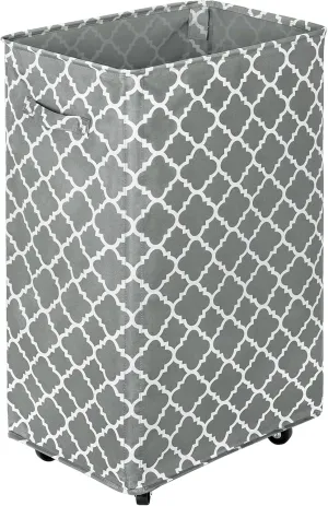 WOWLIVE Large Rolling Laundry Basket Wheels 90L Collapsible Tall Laundry Hamper Handle Foldable Dirty Clothing laundry storage organizer Fold up Rectangular Hampers for Laundry Dorm Room (Grey3)