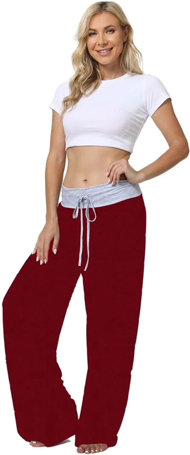 X-Image Women's Comfy Pajama Lounge Pants Floral Print Drawstring Jogger Wide Leg Athletic Pants