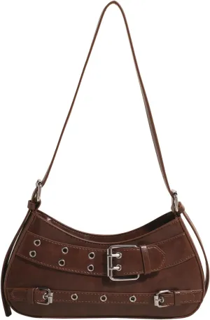 Y2K Purse Crescent Bags for Women Hobo Punk Purse Y2K Shoulder Handbags Studded Bag
