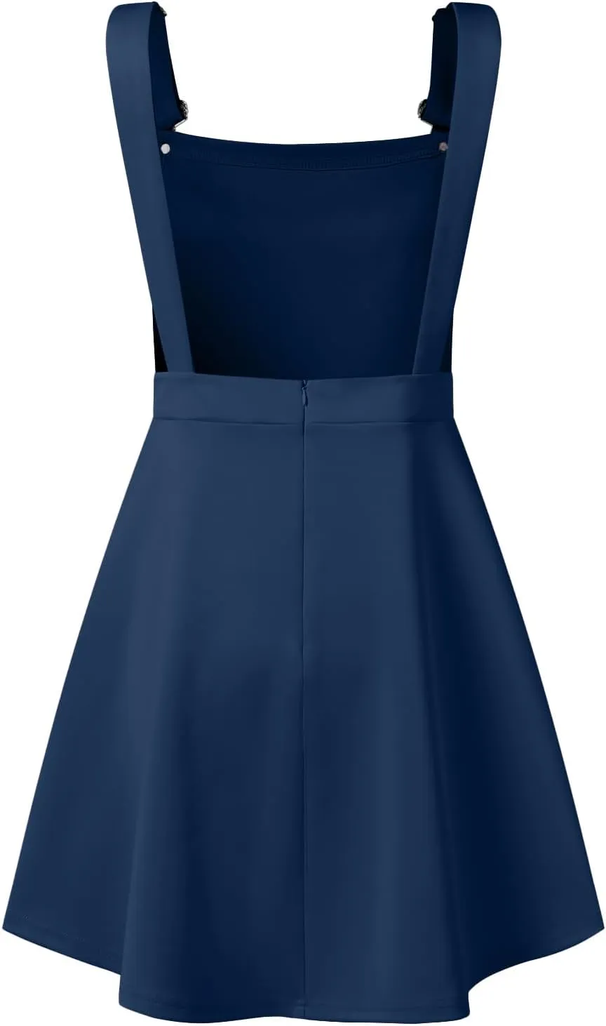 YOINS Overall Pinafore Dresses for Women Adjustable Straps Pleated Mini Cute Suspender Skirts Pinafore Dress