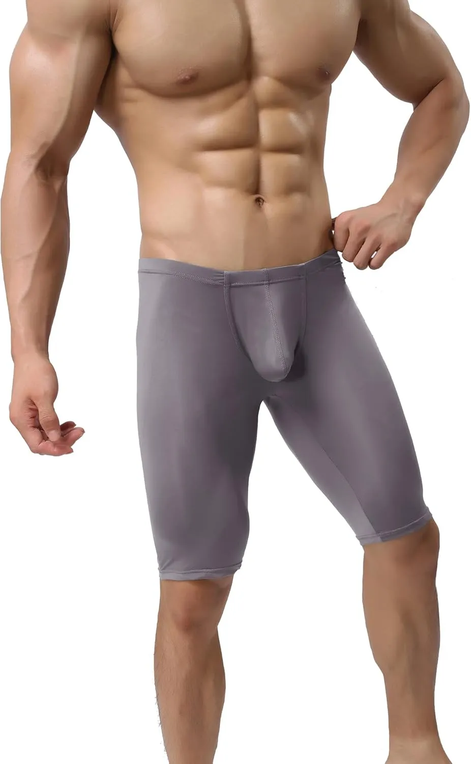 YUFEIDA Men's Compression Half Tights Leggings Sheer Swimwear Shorts Trunks Pant