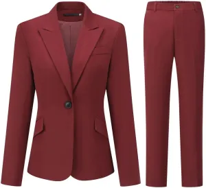YUNCLOS Womens Formal Two Piece Office Lady Suit Set Work Blazer Jacket Pant