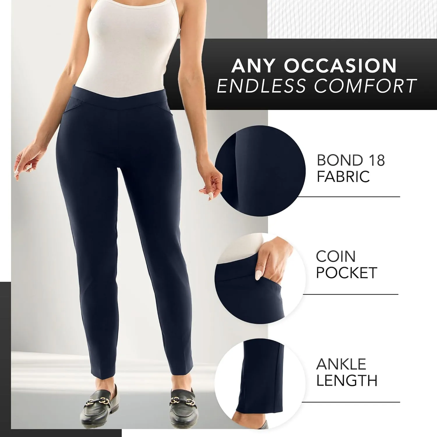 Zac & Rachel Women's Pull-on Ankle Pants with Band
